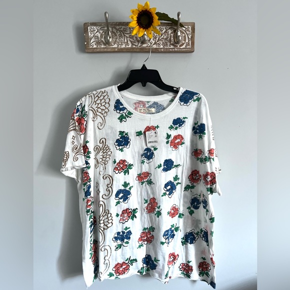 🌻🆕FREE PEOPLE We The Free Nina Boheme Printed Tee-Ivory Combo-SIZE Small - Picture 7 of 10